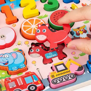 Montessori Drevené Bloky Puzzle Dosky Nastaviť pre Batoľa, Predškolský Deti, Učenie & Vzdelávacie Hračky pre Počet Počítanie, Farby Stac