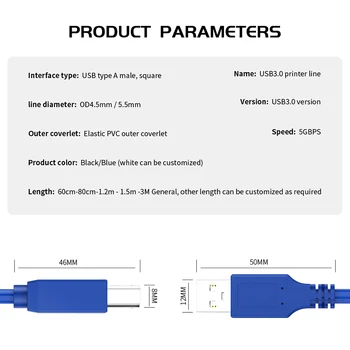 USB3.0 Typ Mužského Typu B Samec Rýchly Prenos Dát Sync kábla k Tlačiarni za Kábel Pre HP IOGEAR Samsung CyberPower o 0,8/1,2 m