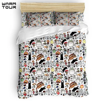 WARMTOUR Perinu Kawaii Ghibli Doodle Perinu Set 4 Dielna posteľná bielizeň Nastaviť Pre Lôžok