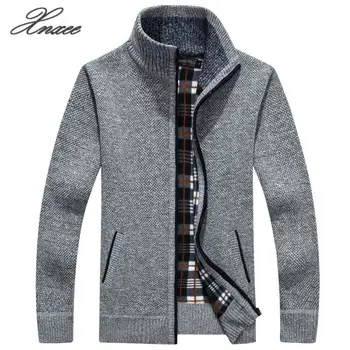 2020 pánske sako Jeseň v Zime Teplé Cashmere Vlna Zips bundy Pulóver Muž Bežné Knitwear Svetre kabát Plus Veľkosť M-4XL