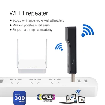 300Mpbs Prenosných Bezdrôtových WiFi Range Extender pre Smart TV Network Adapter, Universal HDTV RJ45 Lan Port Repeater AP WPS, USB