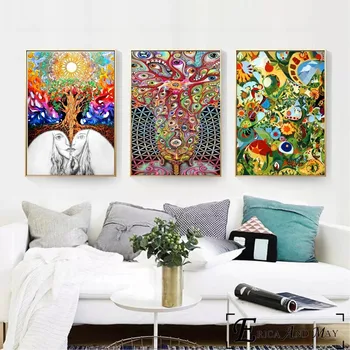 Hippie Psychedelic Umelecké Plátno Maľovaní Plagátov A Tlačí Na Obývacia Izba Č Zarámované Wall Art Obraz Domova Na Predaj