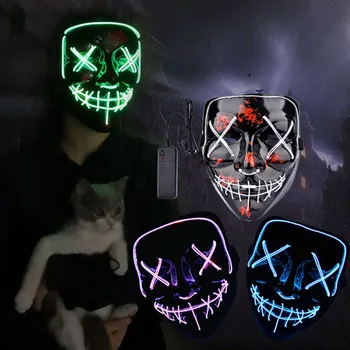 Halloween LED Svetlo Maska Halloween Kostým Dodávky pre Festival Maškaráda Cosplay Party Výkon