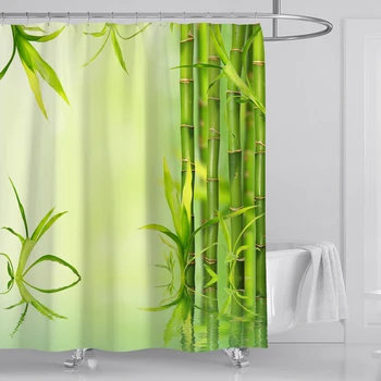 Zelený Bambus Sprchový Záves Polyester Textílie Kúpeľňa Opony Bambusu Vintage Dvere, Kúpeľňa Príslušenstvo Douchegordijn 3D Záves