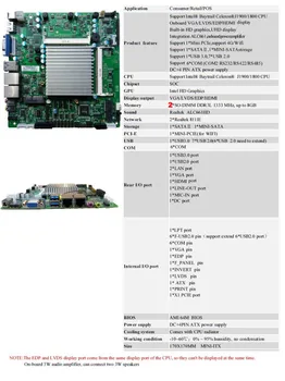 Nový, Originálny bez ventilátora Mini-ITX Doske Intel J1900 CPU IPC SBC Vložené Dosky Baytrail s 6*COM 2*Giga NTWRK DC12V