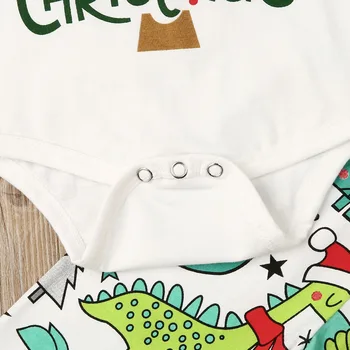 Moje Prvé Vianoce Dieťa, Dievča, Chlapec, Oblečenie, Vianočné Oblečenie Dinosaura Tlač Romper Nohavice, Oblečenie 3KS 0-18 M tepláky Detské dievčatá