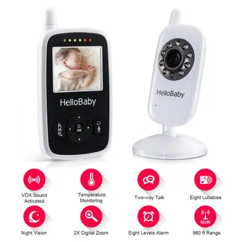 HelloBaby 2,4 Palca Bezdrôtový Video Baby Monitor s Nočné Videnie 24h Prenosné Dieťa Fotoaparát Dieťa Walkie Talkie Opatrovateľky,dialóg