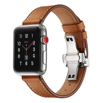 Popruh Pre Apple hodinky kapela 44 mm 42mm 40 mm 38 mm iWatch series 5 4 3 2 1 Kože kovový Motýľ, pracka náramok pás watchband