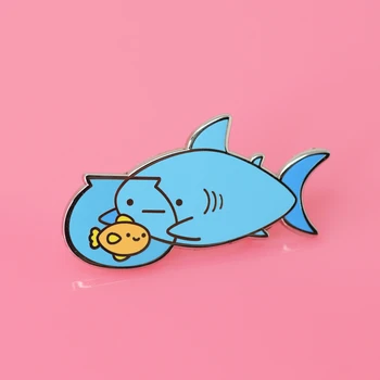 Kawaii Rybka Shark Pevného Smalt Pin Zábavné Morského Života Brošňa Medaila Karikatúry Módne Zvierat Akvárium Odznak Jedinečné Šperky Darček