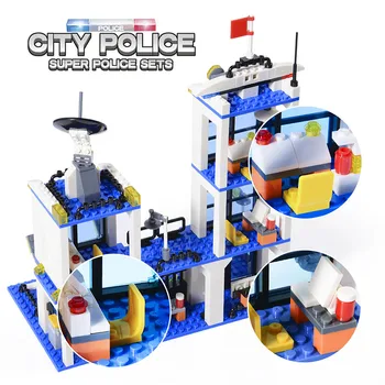 818pcs City Policajnej Stanice Kompatibilný s SWAT Chlapci Priateľmi Stavebné kamene, Tehly Údaje Deti Hračky pre Deti