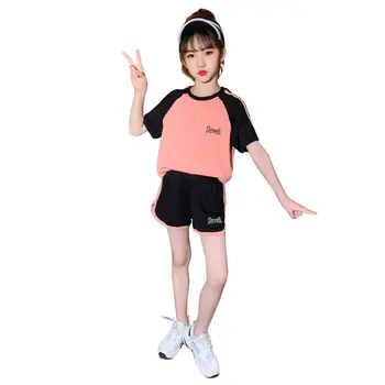 Dospievajúce Dievčatá Sady Oblečenia pre Fitness Sportwear Jogy Nastaviť Letné Oblečenie kórejské Deti, Oblečenie pre Dievčatá Veku 5 8 9 11 12 13Year Staré