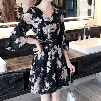 KANCOOLD šaty Módne Ženy Tlač Koleno Dĺžke Pol Svetlice Rukávom Letné Šaty tvaru Voľné Elegantné nové šaty žien 2019MAY23