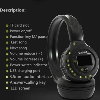 UNITOP HORLIVEC B570 Bezdrôtové Bluetooth Stereo Slúchadlá Slúchadlá LED obrazovky Music Headset TF /Podpora SD Kartu Pre Mobilný Telefón