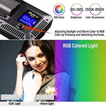 VILTROX RB10 RGB LED Fotoaparát, Video Svetlo, Stmievateľné 2500K-8500K Videokamera LED Svetelný Panel batéria+nabíjačka pre Digitálne zrkadlovky