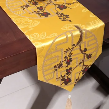 Kvalitný Čínsky Vintage Brocade, Slivkové Kvety Kvetinový Vzor, Červená Stôl Runner pre svadobné party domov hotel dekor tabuľka vlajka