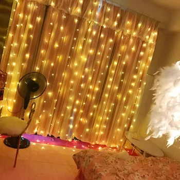 3M LED Záves Garland Na Okno USB String Svetlá Víla Vlkovcový Diaľkové Ovládanie Nový Rok Vianočné Dekorácie Pre Domov Izba