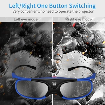 2 ks Active Shutter Okuliare DLP-Link 3D Okuliare, USB Nabíjateľné pre DLP LINK Projektory Kompatibilný s BenQ W1070 W700 Projektu