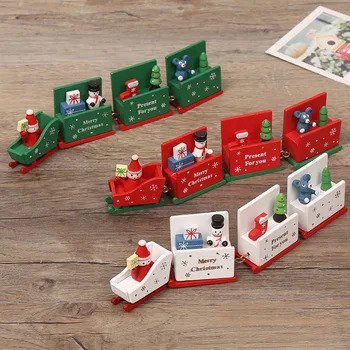 C-Nový Vianočný Vlak Lakovaného Dreva Vianočné Dekorácie pre Domov s Santa/medveď Vianočné dieťa, hračky, darčekové ornament nový rok Darček