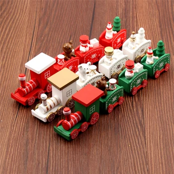 C-Nový Vianočný Vlak Lakovaného Dreva Vianočné Dekorácie pre Domov s Santa/medveď Vianočné dieťa, hračky, darčekové ornament nový rok Darček