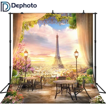 Dephoto Twilight Eiffelova Veža V Paríži Opony Zobraziť Platformu Fotografie Prostredí Vlastného Fotografického Pozadia Pre Photo Studio