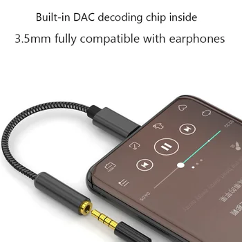 Usb Typu C Do 3.5 mm AUDIO jack DAC Hi-Res Slúchadlá Zosilňovač Adaptér Aux Audio Kábel Bezstratovú Kvalitu Zvuku pre Samsung Huawei PC