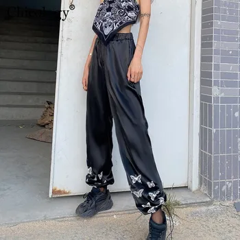 Chicology motýľ neforemné vysoký pás nohavice voľné joggers nohavice ženy 2020 jeseň zimné oblečenie gotický streetwear sweatpants