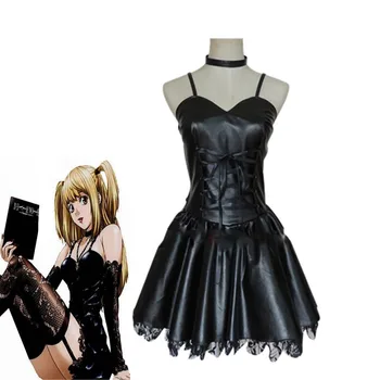 Anime Death Note, Míša Amane Cosplay Kostýmy Koženka Sexy Trubice Topy Krajky Čiernej Uniforme, Oblečenie Amane Míša Kostým