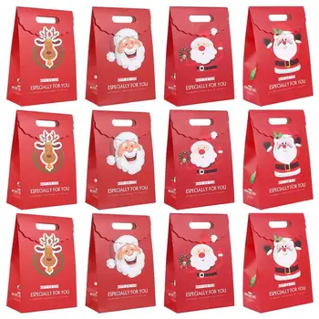 12Pcs Santa Doložka Cukrovinky, Vianočné Tašky Papierové Tašky Candy Tašky Darčekové Tašky Vianočné Papierové Tašky na Obchod Mall Domov