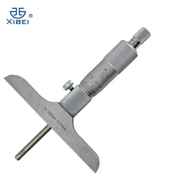 XIBEI 0-100 mm /0.01 mm Hĺbka Mikrometer Gague Caplier Mikrometer S 4rods Meracie Nástroje