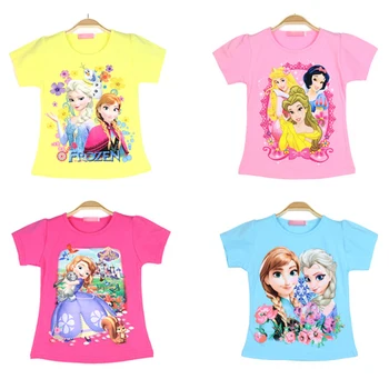 2021 Letný Sneh Biely Elsa Anna T Shirt Populárne Bavlna Krátky Rukáv T-shirt Tlač detských Kreslených Deti Dievča detské Oblečenie