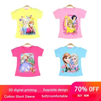 2021 Letný Sneh Biely Elsa Anna T Shirt Populárne Bavlna Krátky Rukáv T-shirt Tlač detských Kreslených Deti Dievča detské Oblečenie