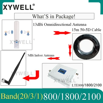 Horúca!! Band20)LTE 800/2100/1800 Mhz Tri-Band Celulárnej Zosilňovač 4G Mobilný Signál Booster SIEŤACH LTE GSM Repeater 2g, 3g, 4g Booster