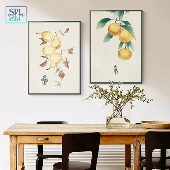 Tradičný Čínsky Štýl, Atrament, Ovocie Potraviny Plátno na Maľovanie Retro Plagáty a Vytlačí Akvarel Wall Art Obraz pre Kuchyňa Izba