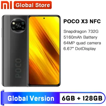 Globálna Verzia Xiao POCO X3 NFC 6GB 128GB Smartphone Snapdragon 732G Octa-Core 64MP Quad Fotoaparát 6.67
