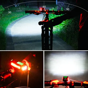 3 v 1 Bicyklov Svetla USB Nabíjanie Bicykel Bicykel Predné Svetlo, Blesk, jazda na Bicykli Vedúci Svetlo s Horn Speed Meter LCD Displej