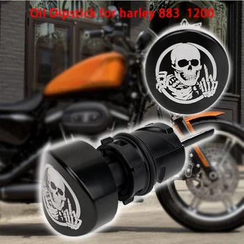Lebka Motocyklový Olej Dip Stick Mierkou Výplň Konektor Pre Harley Sportster XL 1200 883 Železa Štyridsať Osem 48 2004-2016 WISENGEAR