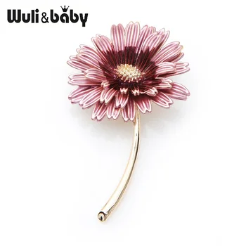 Wuli&baby Smalt Ružová Daisy Trendy Brošňa Kvet Pin Pre Ženy a Mama Darček Jednoduché Príslušenstvo 2019