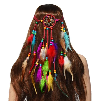 Tribal Lano Dreva Korálkové Pierko Čelenky Hairbands Slovenského Etnického Cigán Korálkové Headdres Ženy Festival Turecký Indické Šperky