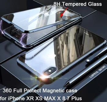 360 Plnú Ochranu Magnetické puzdro pre iPhone XR XS MAX X 9 8 7 Plus SE 2020 Prípade Sklenený Kryt pre iPhone 11 Pro Max Prípade coque Funda