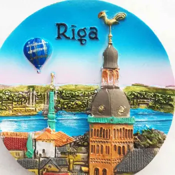 Lotyšsko Riga Magnety na Chladničku Turistické Suveníry Magnetky na Chladničky 3d Živice Orientačný bod Magnetických Nálepiek pre Domáce Dekorácie