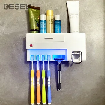 GESEW UV Svetlo Kefka Držiteľ Domov zubná pasta Squeezer Úložný Stojan Automatické Kefka Sterilizátor Kúpeľňa Príslušenstvo Sady