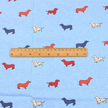 Pol metra česanej bavlny popelín vysoká hustota tkaniny s karikatúra klobása psa tlač, odev, šaty deti coth B65