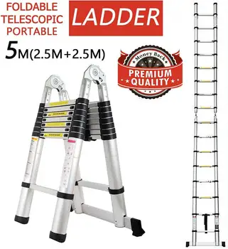 5m Multifunkčné Vysúvacia Teleskopická Predĺženia Rebríka Hrubé Hliníkové Skladacie Telescoping Rebrík Domov Rebrík stavebný Nástroj