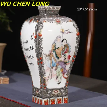 WU CHEN DLHO Čínsky Archaize Smalt Keramické Lakovanie Námestie Fľaše, Vázy Starožitný Porcelán Kolekcie Kvetinový Orgán Dekor R5777