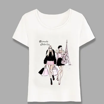 Módy V New Yorku Ako Kulisu Šálku Horúcej Kávy Dizajn Ženy T-Shirt Vintage Print T Shirt Bežné Topy Roztomilý Dievča Tees Harajuku