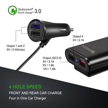4 Porty QC 3.0 Univerzálny Rýchly USB Nabíjačka do Auta Príslušenstvo pre Mazda 2 3 5 6 CX9 CX5 CX7 CX3 rx8 mx5 mx3 rx7 323 mx6
