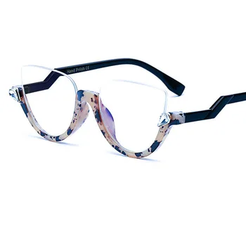 Okuliare Rámy Okuliarov Ženy Móda Mačacie Oko Pol Rám Diamond Crystal Okuliare Rám Anti Modré Svetlo Objektív TR90 Predstavenie