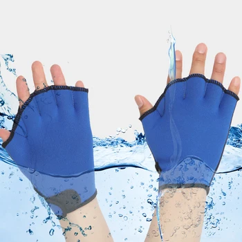 Plávanie rukavice Strane webbed Šnorchlovanie Potápačské vybavenie, Surfovanie Pádla Tréning v Lete pol prsta rukavice Ženy muži Duck packa