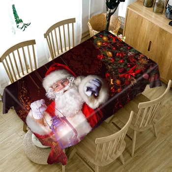 3d Vianočný Obrus Santa Claus a Dary, Vzor Obdĺžnikový/Okrúhly obrus Zahustiť Bavlna Kryt Uterák