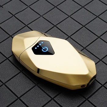 Diamond dvojoblúk USB Nabíjanie Elektrický Zapaľovač v Pohode Vetru Fameless Ľahšie Dotykový Snímač Zapaľovače Dropship Dodávateľov